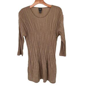 Chicos 2 Travelers Collection Metallic gold textured Knit Sweater Size Large